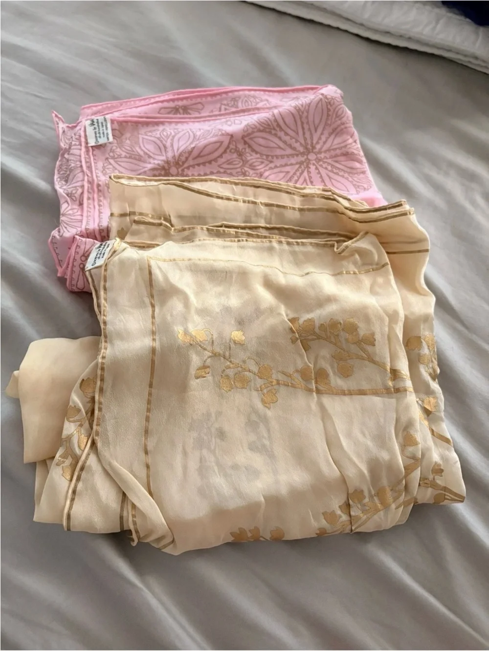 Vintage Vera Neumann Silk Scarves 2 Signed Tags Hand Rolled